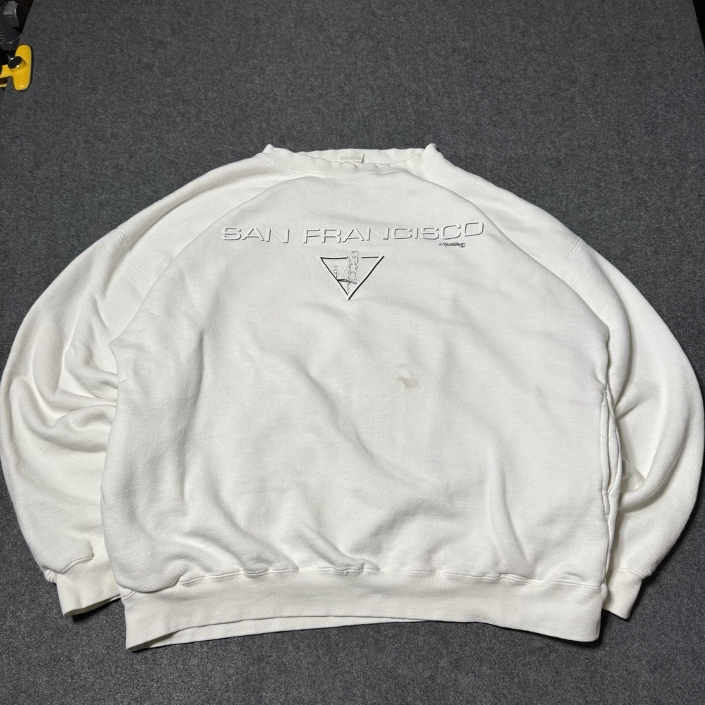 VTG 1989 San Francisco Spellout Logo Crewneck W Pockets Size XL‎ 25x25.5 Retro